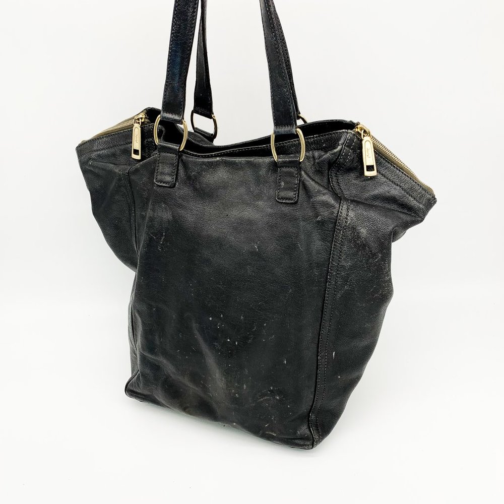 YVES SAINT LAURENT Downtown Leather Tote Bag Black - Picture 3 of 10